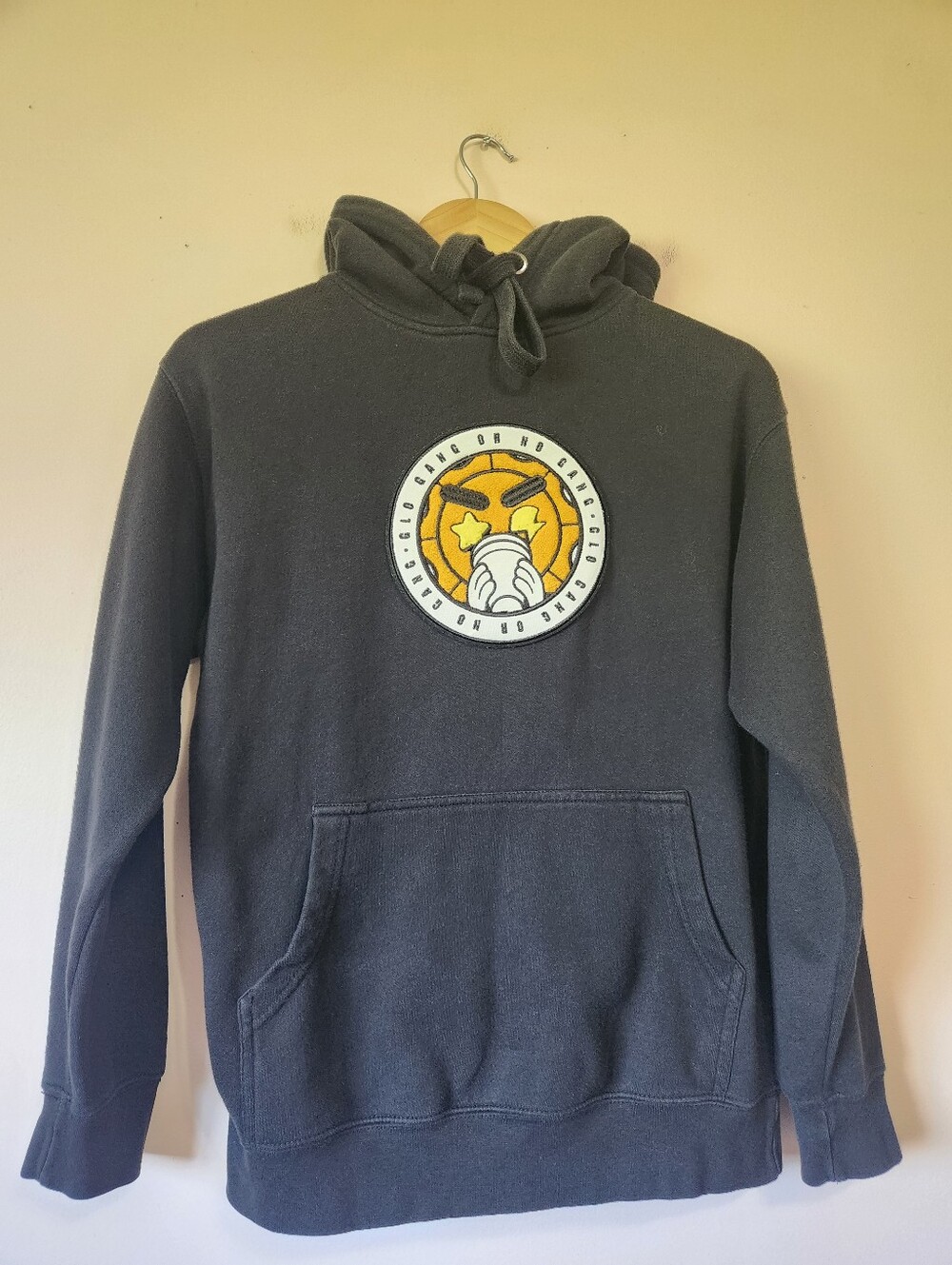 Glo Gang Chief Keef Sun Double Cup Chenille Patch Black Hoodie Small Streetwear